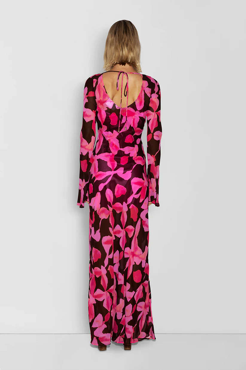 THE WOLF GANG LOTTIE MAXI DRESS - PINK CHOCOLATE FLORAL photo 5