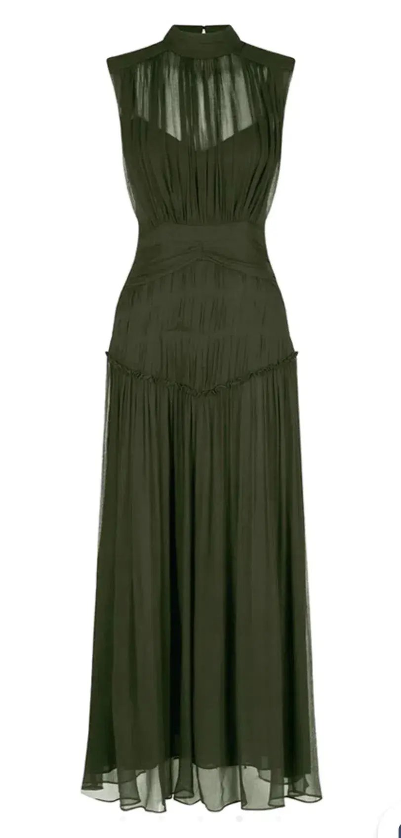 Shona Joy Clemence High Neck Midi Dress Olive Size 10 / M photo 4