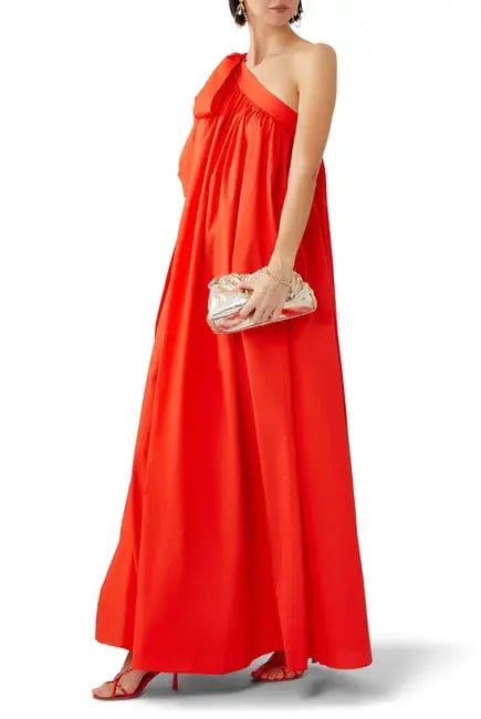 Oroton One Shoulder Bow Maxi Dress True Red 14 photo 3