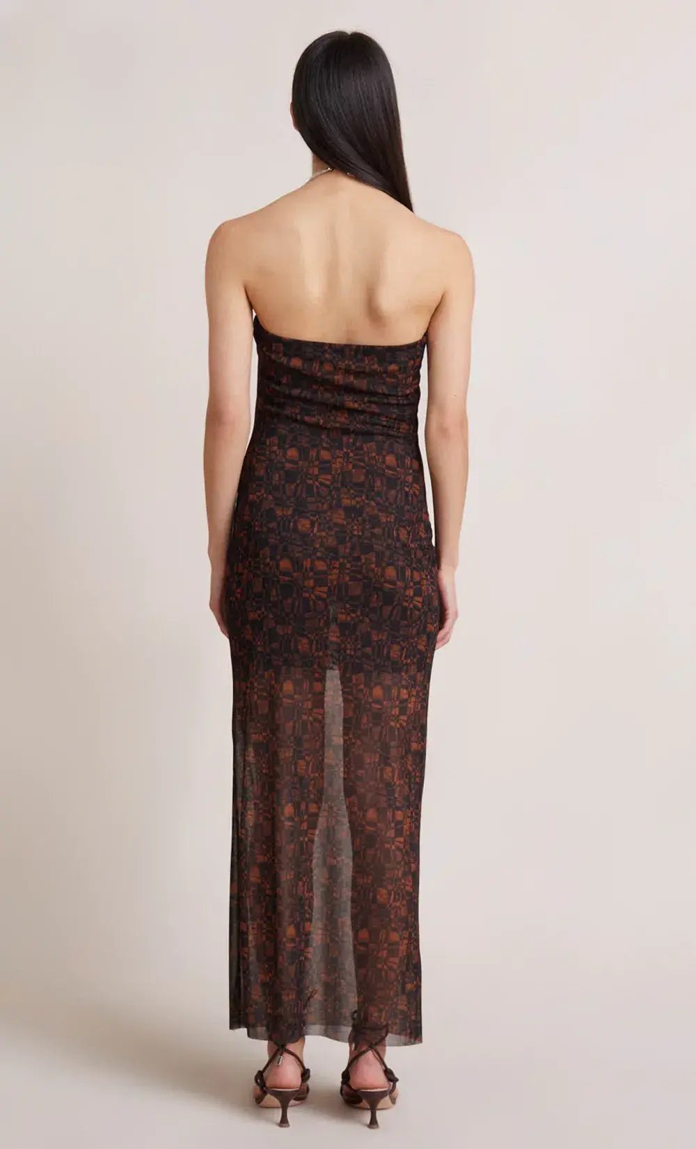 Bec & Bridge Checkmate Strapless Maxi Dress Print Size 12 photo 3
