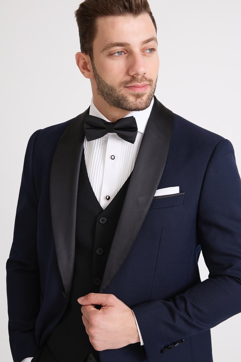Navy Tuxedo with Black Trousers Suitor Package photo 5