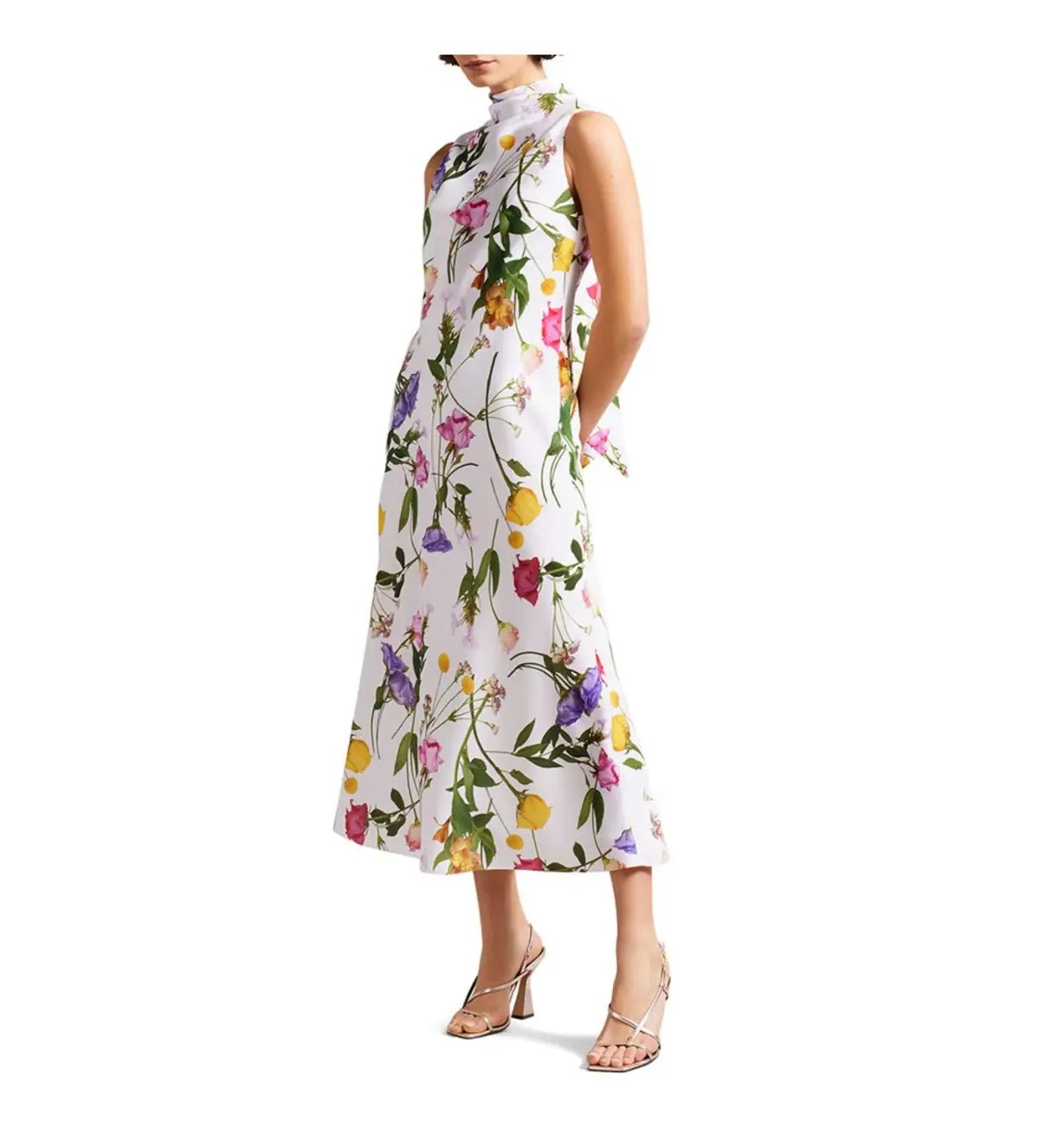 Ted Baker Addilin Cowl Neck Slip Midi Dress White Floral Size 2 AU 10 photo 2