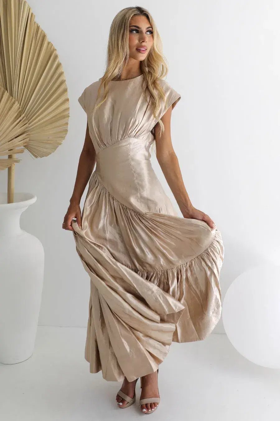 Aje Serendipity Reflection Midi Dress Champagne Size 12 photo 2