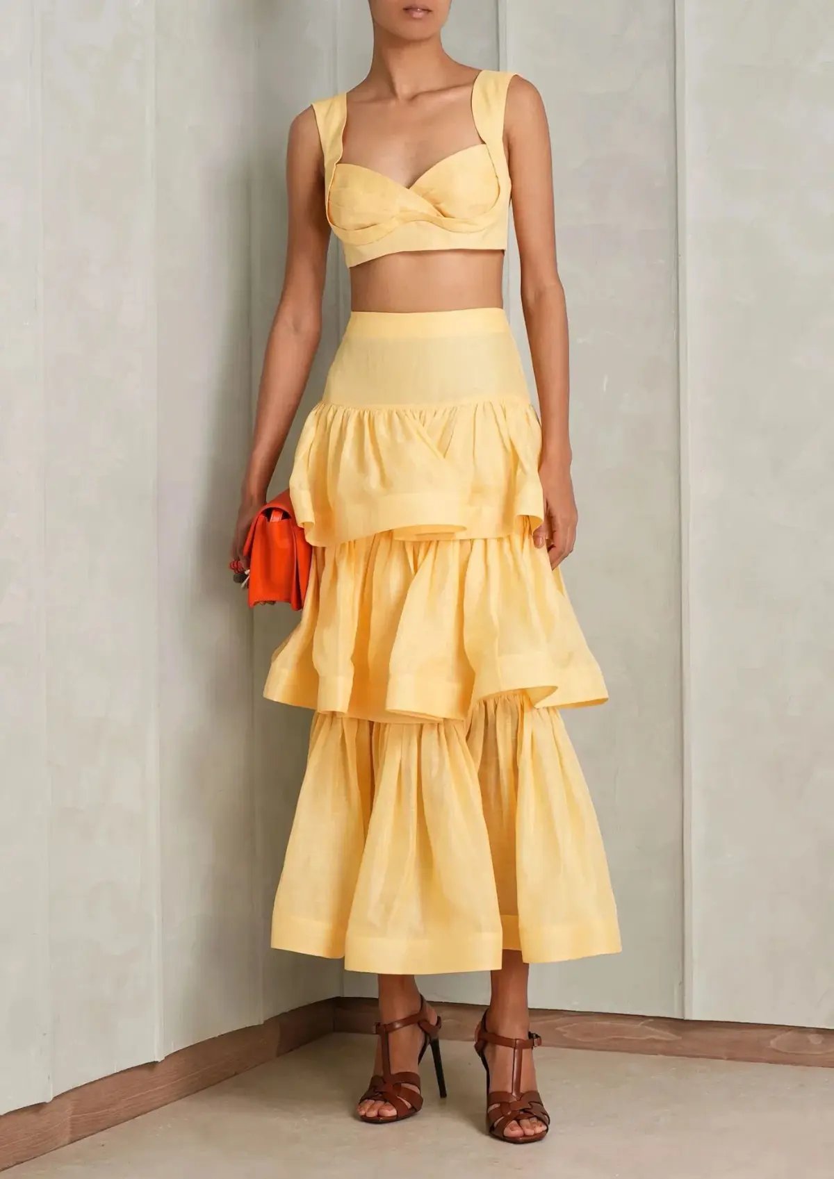 Zimmermann Coaster Bralette And Tiered Skirt In Set Butter Size 1 / AU 10 photo 2