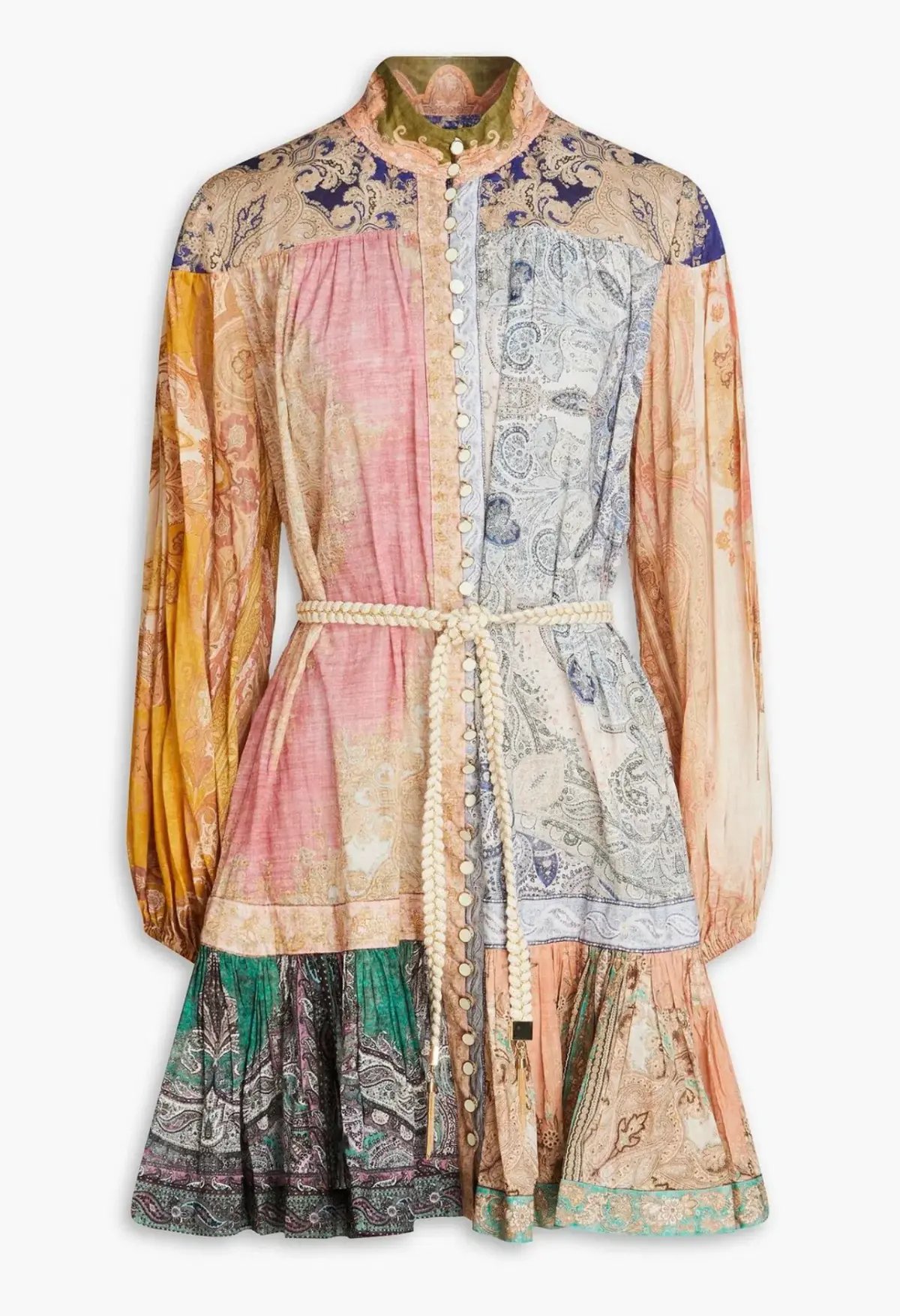 Zimmermann Anneke Spliced Lantern Drop Waist Mini Dress Patch Paisley Size 0 / AU 8 photo 2