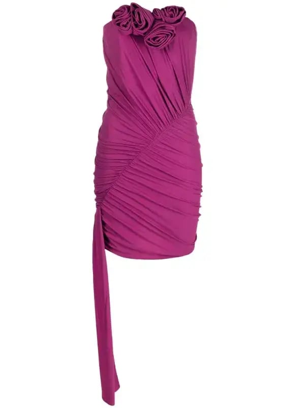 Magda Butrym Strapless Violet Sash Mini Dress Pink  Size S/Au 8 photo 3