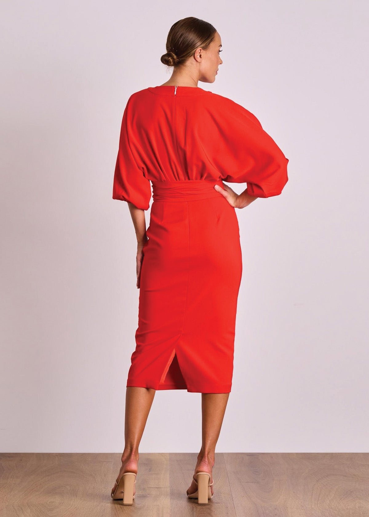 Emerson Drape Midi Dress in Red photo 2