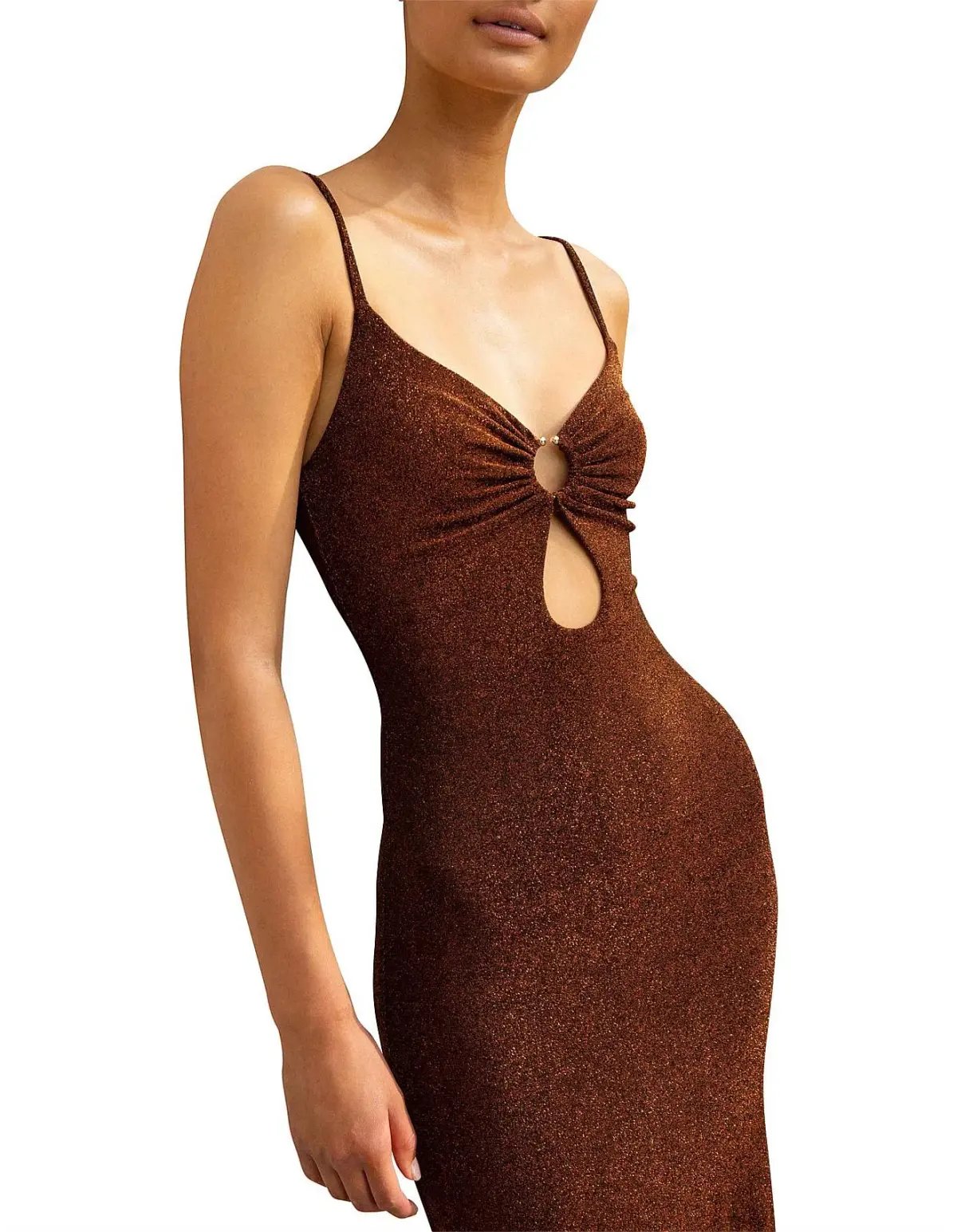 Misha Josette Midi Dress Brown Size 6 photo 3