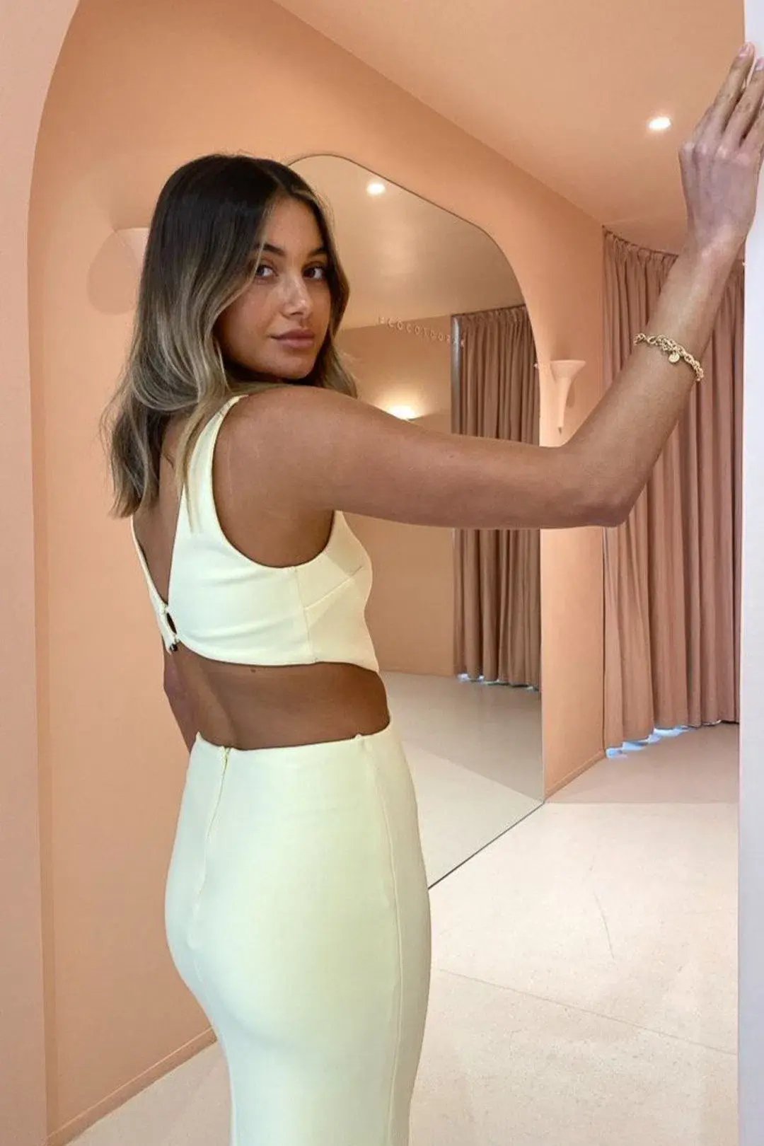 Bec & Bridge Scout Cut Out Midi Dress in Lemonade Size 10 photo 5