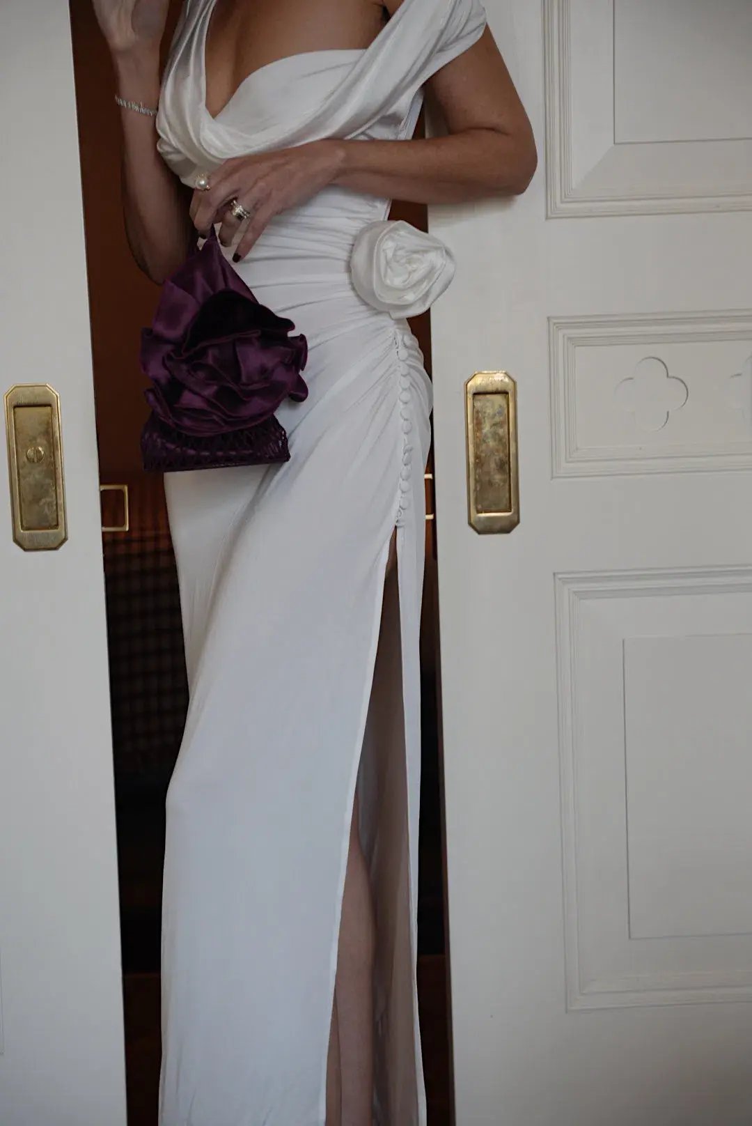 Magda Butrym Draped Neck Dress White Size 6 photo 3