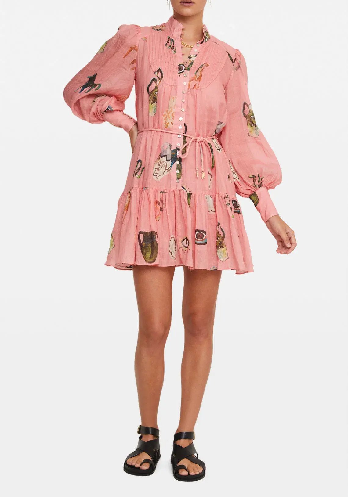 Alemais Cleo Smock Mini Dress in Pink Size 8 photo 3