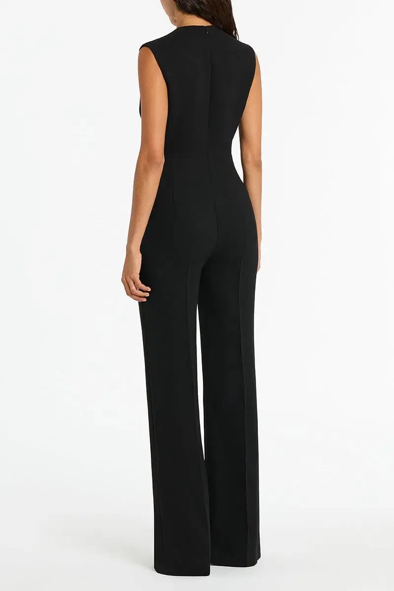 Carla Zampatti Black Crepe Scalloped Jumpsuit Size S/AU 6 photo 2