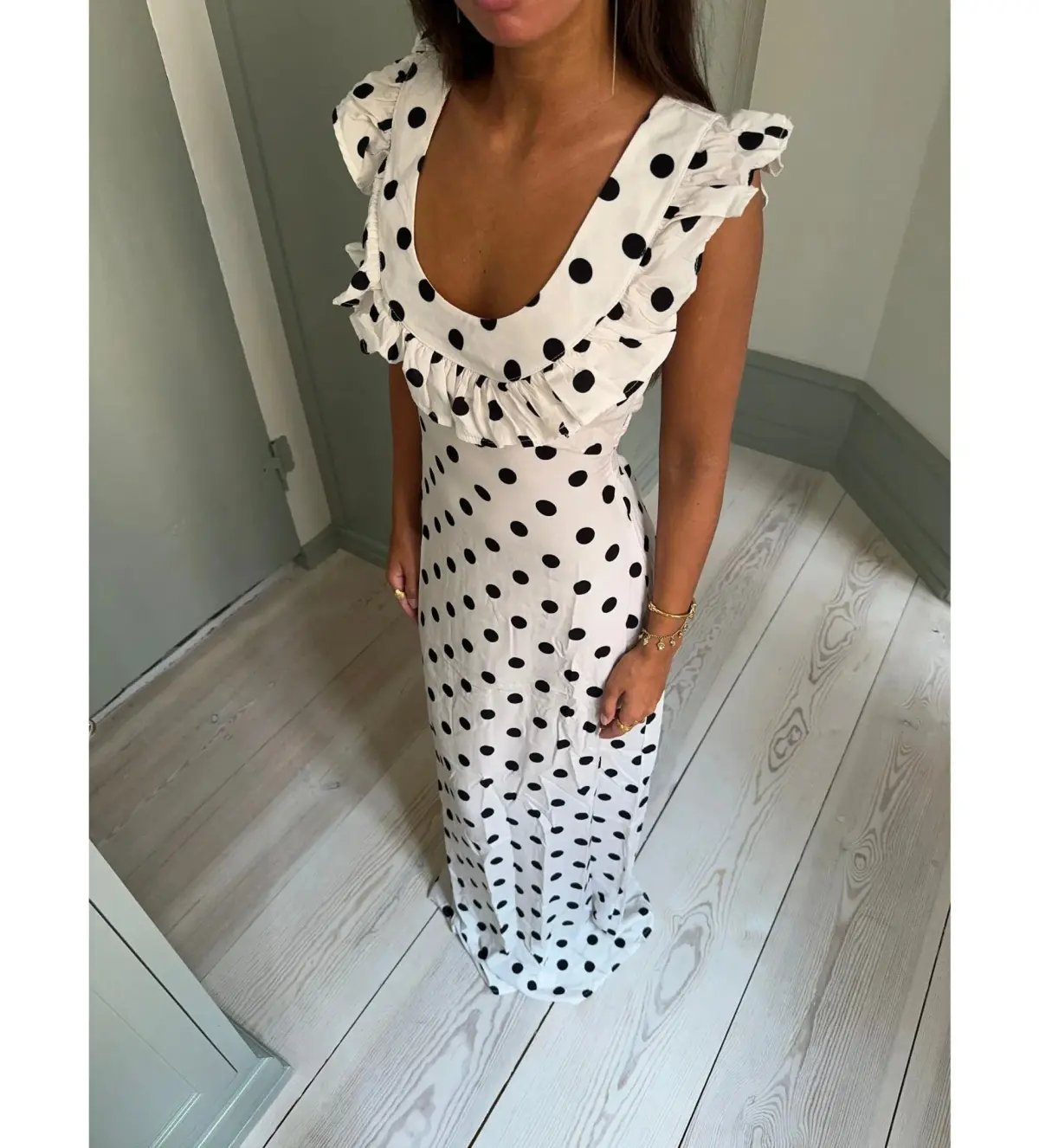 Design by Si Luna Maxi Dress Polka Dots White/Black Size AU 8 photo 3