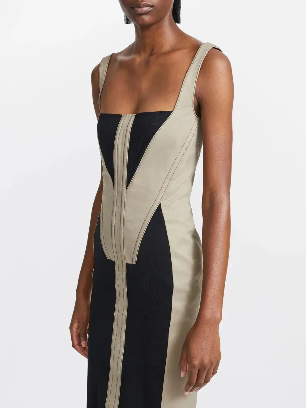 Dion Lee Fork Frame Corset Dress In Stone/Black Size AU 6 photo 2
