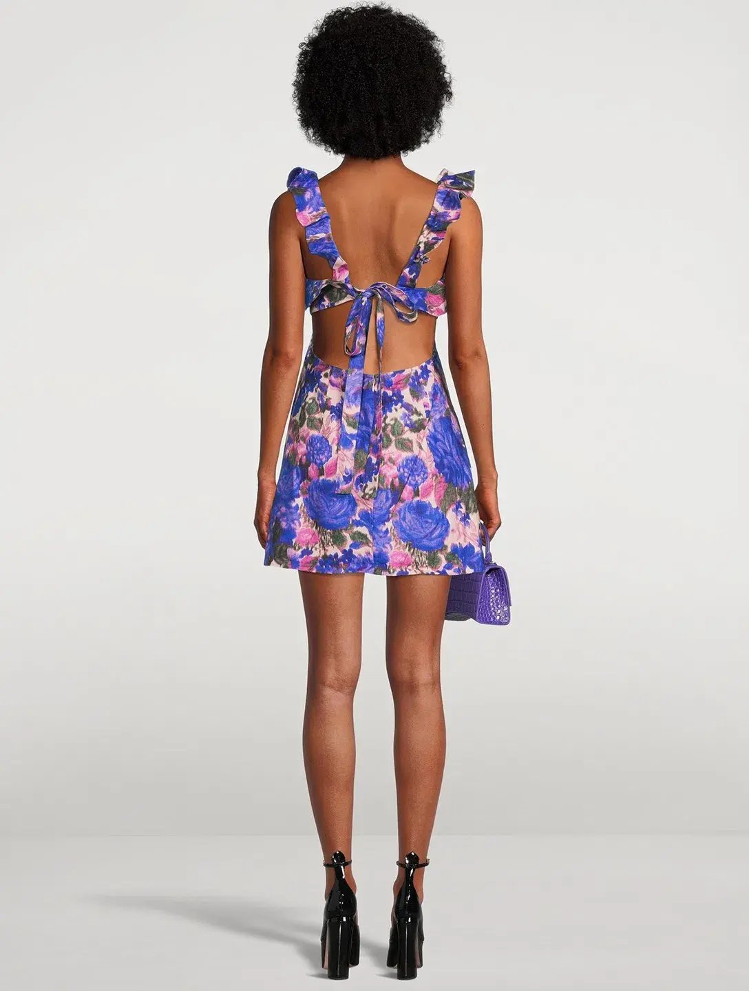 Zimmermann High Tide Frilled Mini Purple Ikate Floral Size 1/Au 10 photo 4