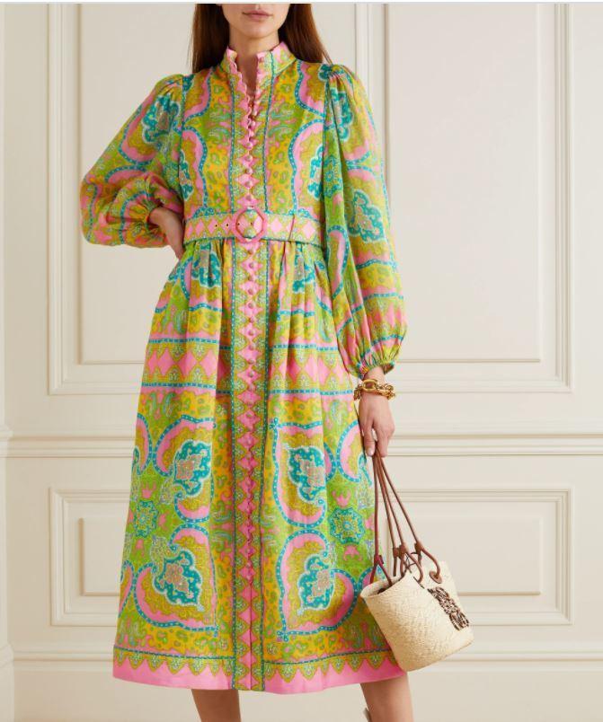 Zimmermann Estelle Buttoned Midi Dress Print Size 2/AU 12 photo 5