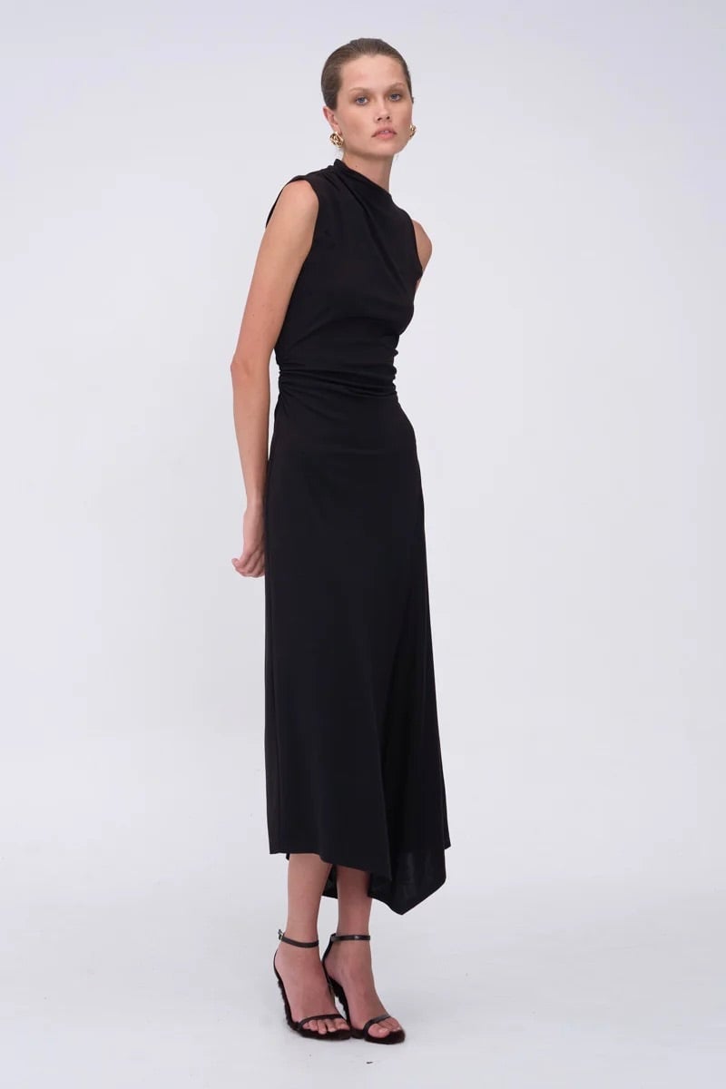 Suboo Jules Jersey Drape Maxi Dress - Black photo 3