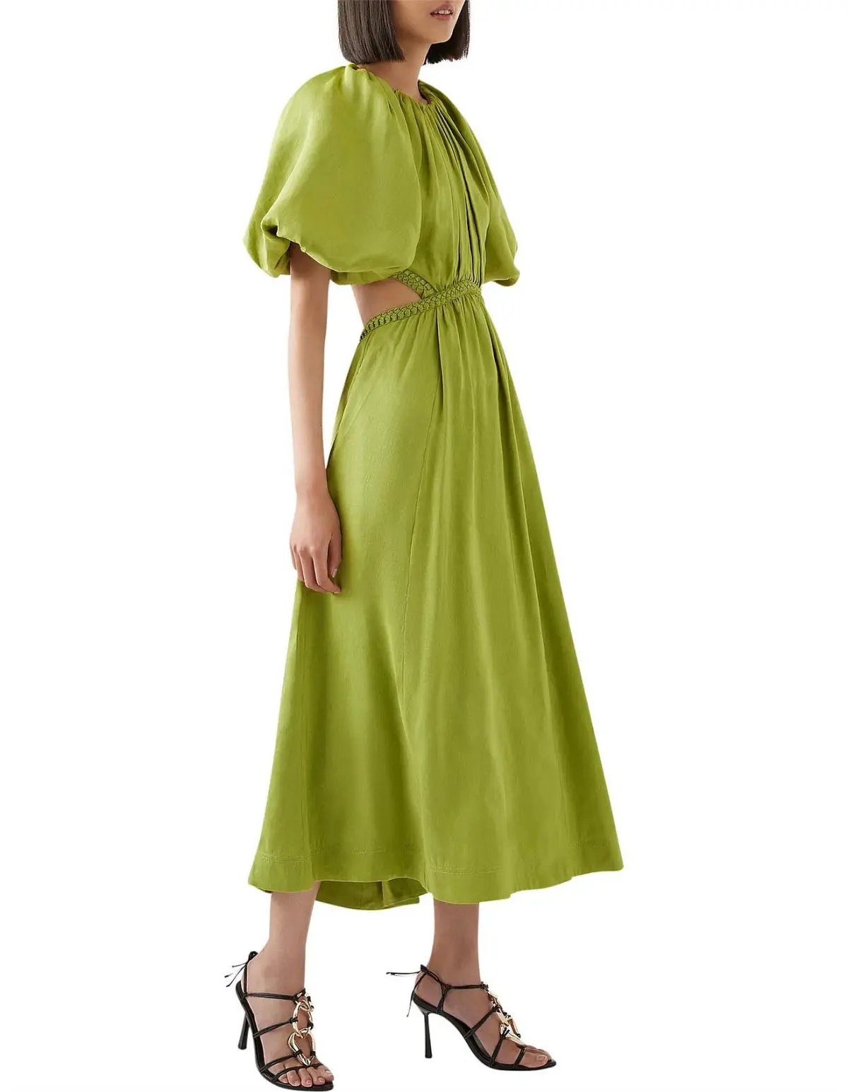 Aje Capucine Puff Sleeve Midi Dress Verdant Green Size M / AU 10 photo 2