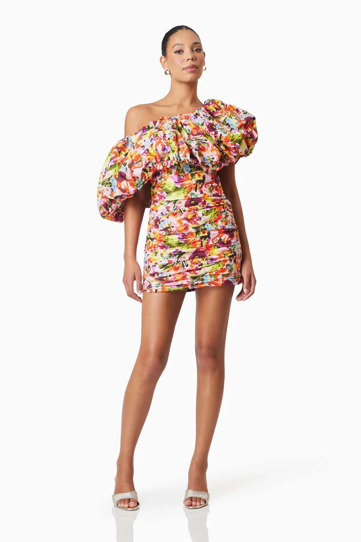 Elliatt Elira Printed Mini Dress In Orange Floral Size 8 photo 2