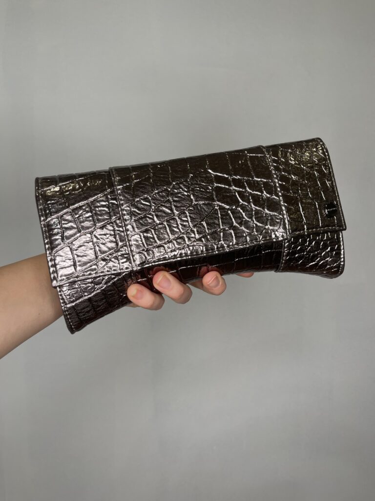 Olga Berg Tash Curved Clutch Gunmetal photo 2