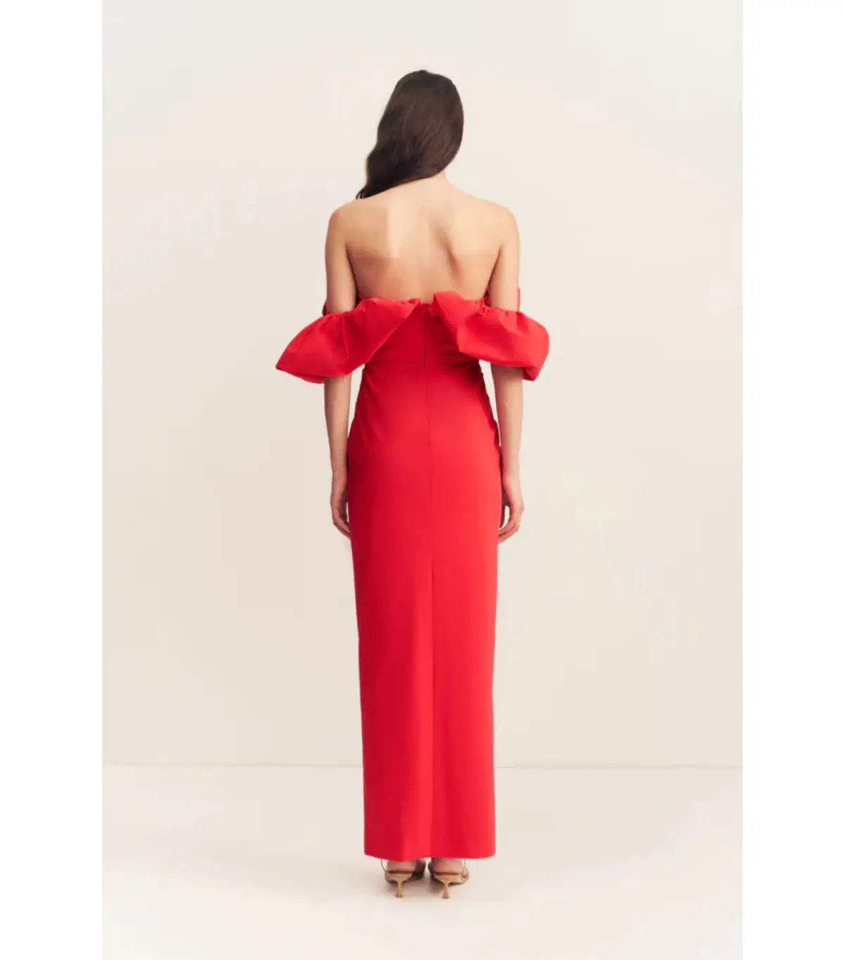 Shona Joy Campbell Off Shoulder Bubble Maxi Dress Goji Size AU 8 photo 5