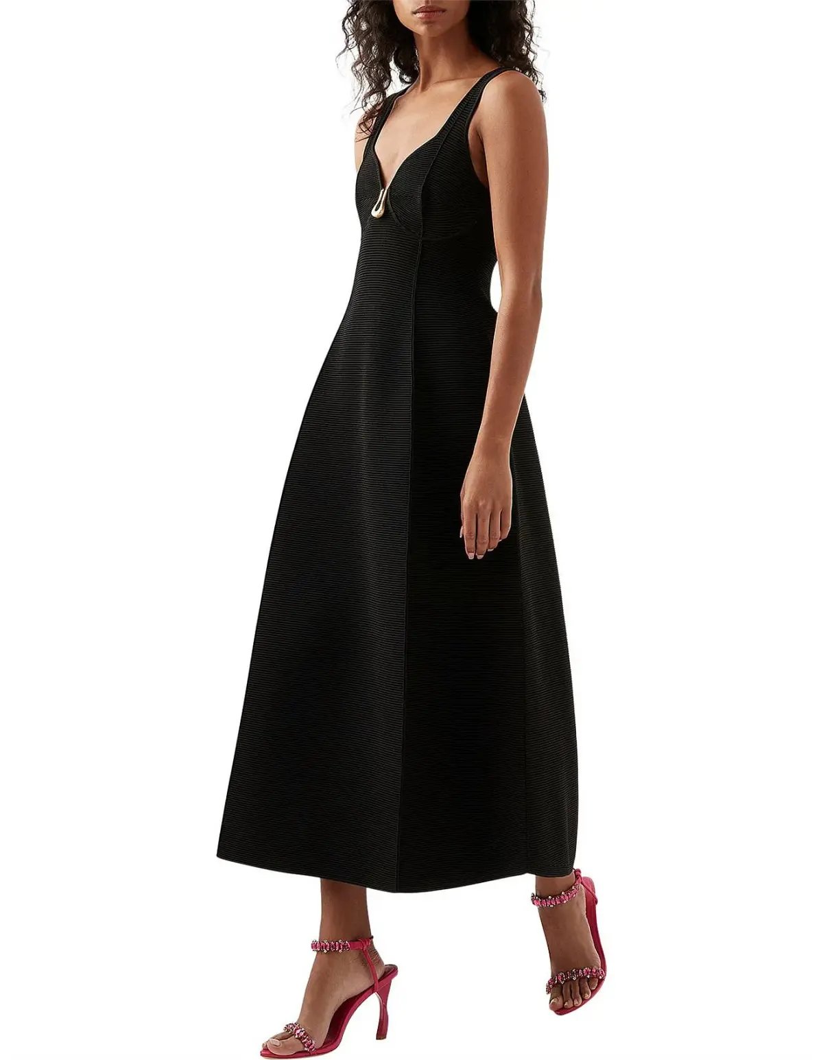 Aje Sylvette Marisole Knit Midi Dress Black Size S / AU 8 photo 2