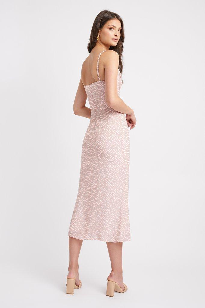 Kookai Karlie Twist Midi Dress Blush Print Size 8 photo 3