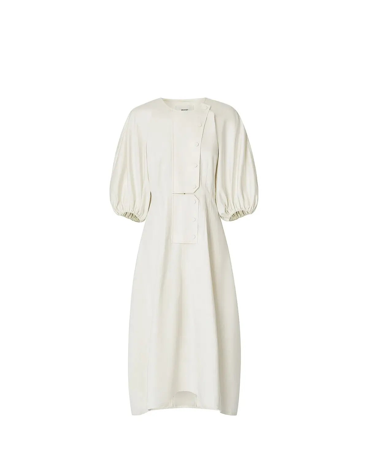 Oroton Sculptured Sleeve Midi Dress in Egg Shell Cream Size 8 photo 5