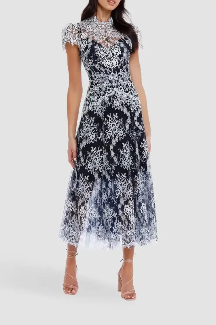 Moss and Spy Natalie Dress in Midnight White Size 16 photo 2
