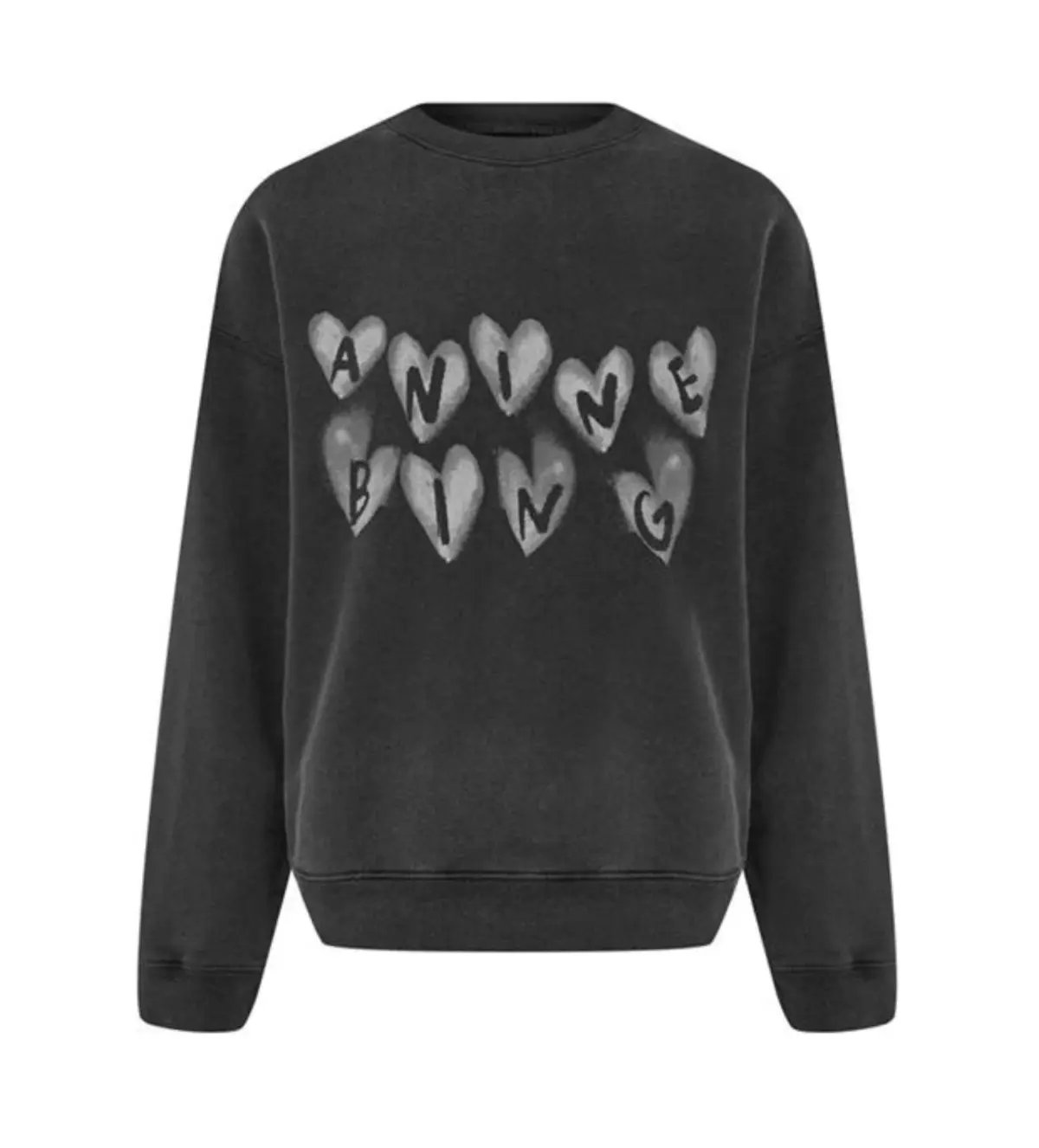 Anine Bing Spencer Sweatshirt Hearts Washed Black Size XS / AU 6 photo 4