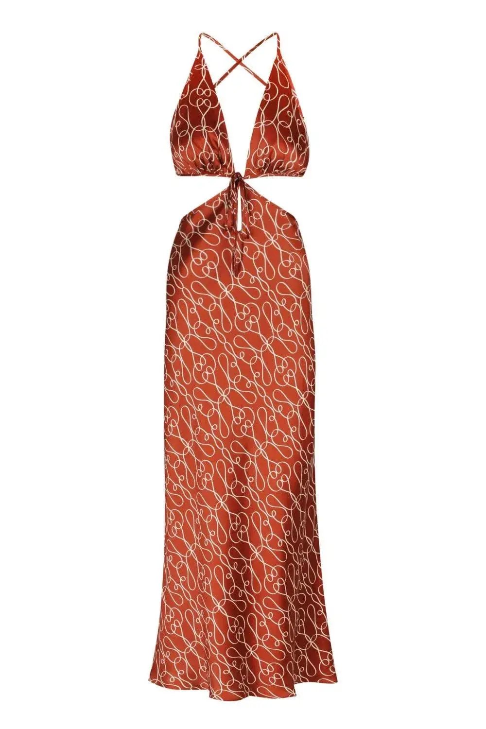 Shona Joy Artisti Silk Cut Out Tie Back Midi Dress Print Size 6 photo 6