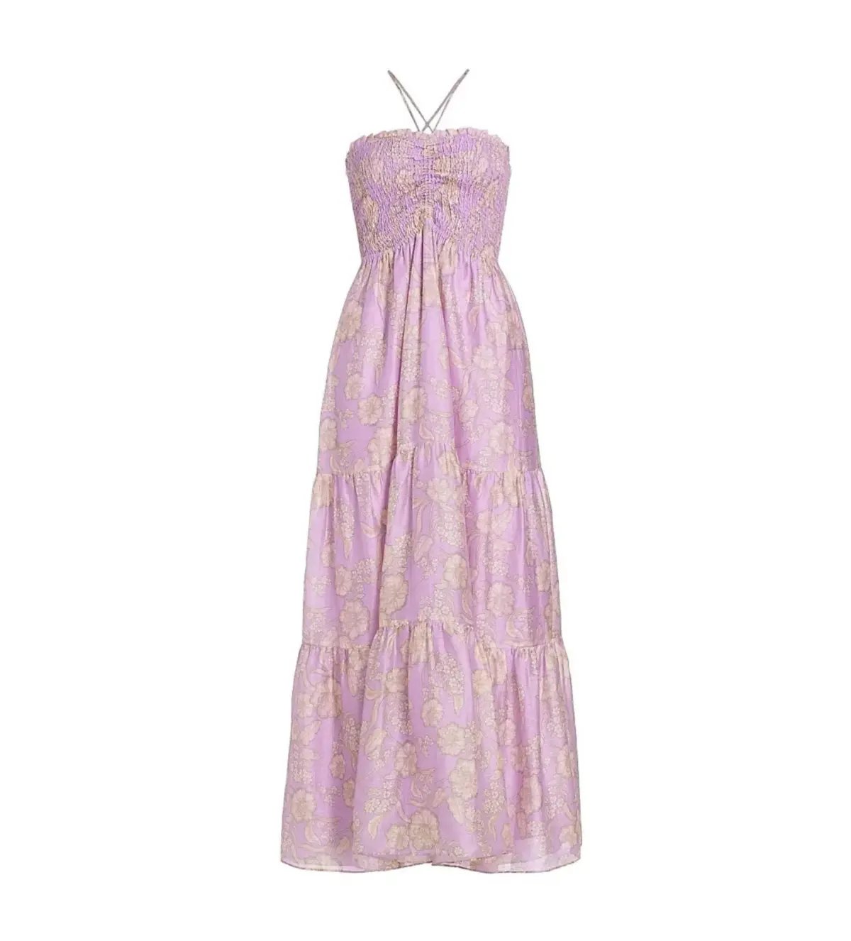 Kivari Elzette Tiered Midi Dress Lilac Floral Size 10 photo 4