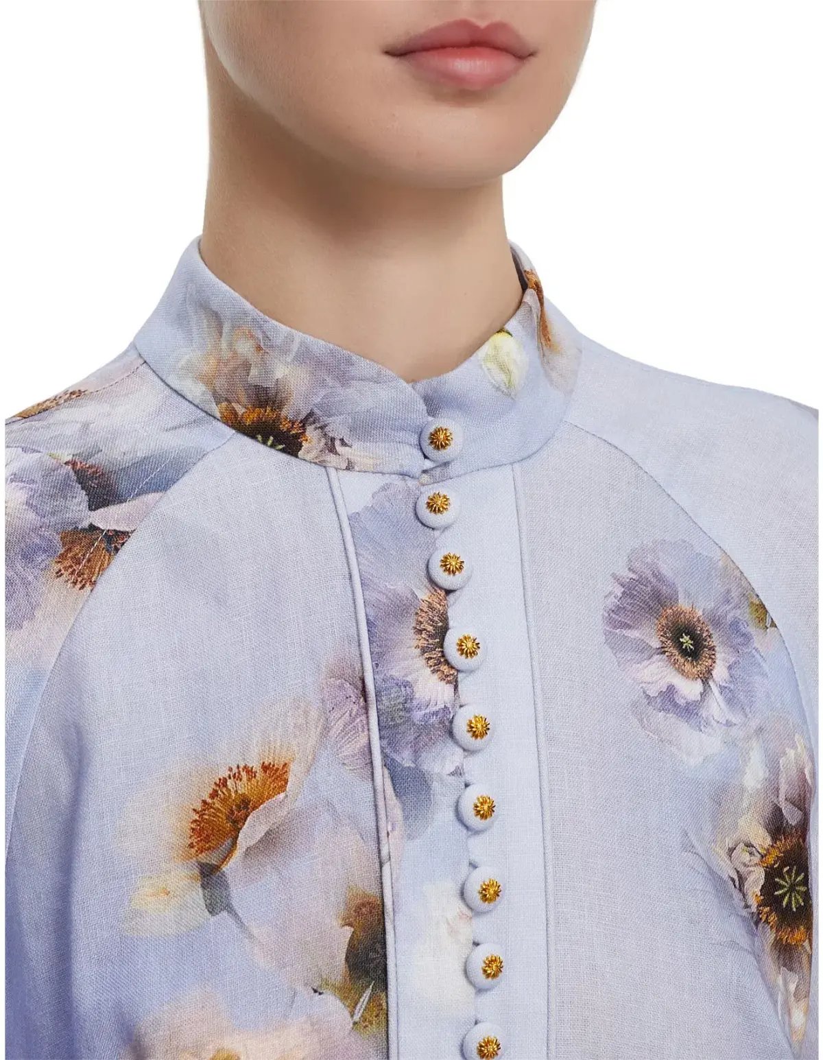 Zimmermann Hypnotic floral linen lilac poppy shirt dress size 3 au 14 photo 3