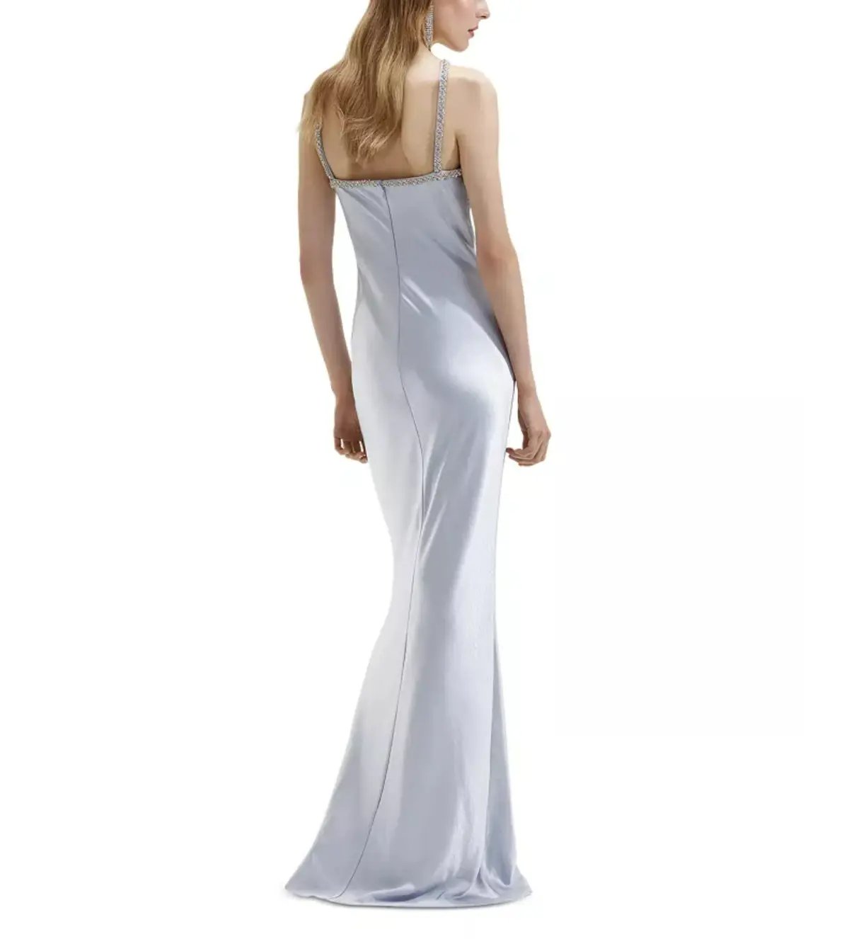 Self-Portrait Satin Diamante Halter Gown in Blue Size AU 8 photo 4