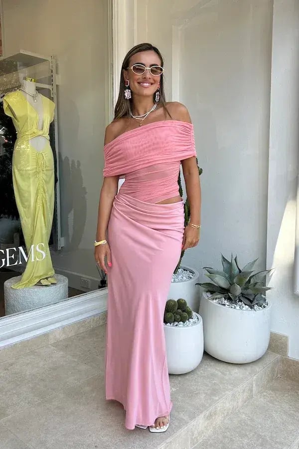 Benni Nico Off Shoulder Maxi Dress Candy Pink Size XS / AU 6 photo 5