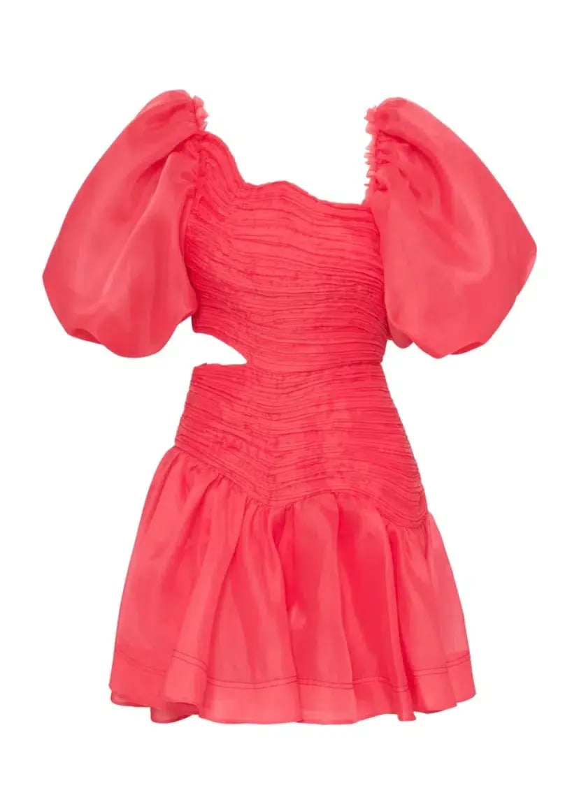 Aje Joan Puff Sleeve Mini Dress in Pink - Size 8 photo 3