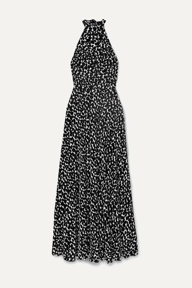 Raquel Diniz - Giovanna printed velvet halterneck gown in Black/white, Size 6 photo 2