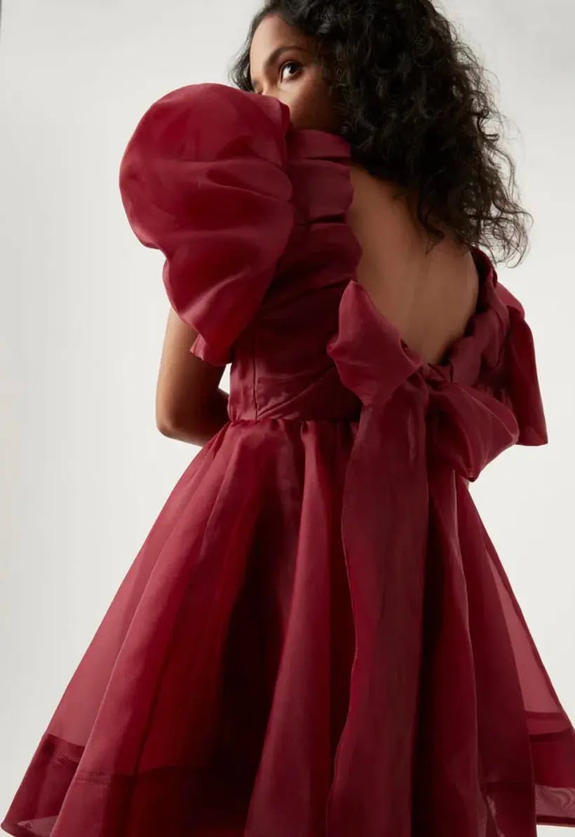 Aje Gretta Organza Mini Dress Burgundy Size 10 photo 4
