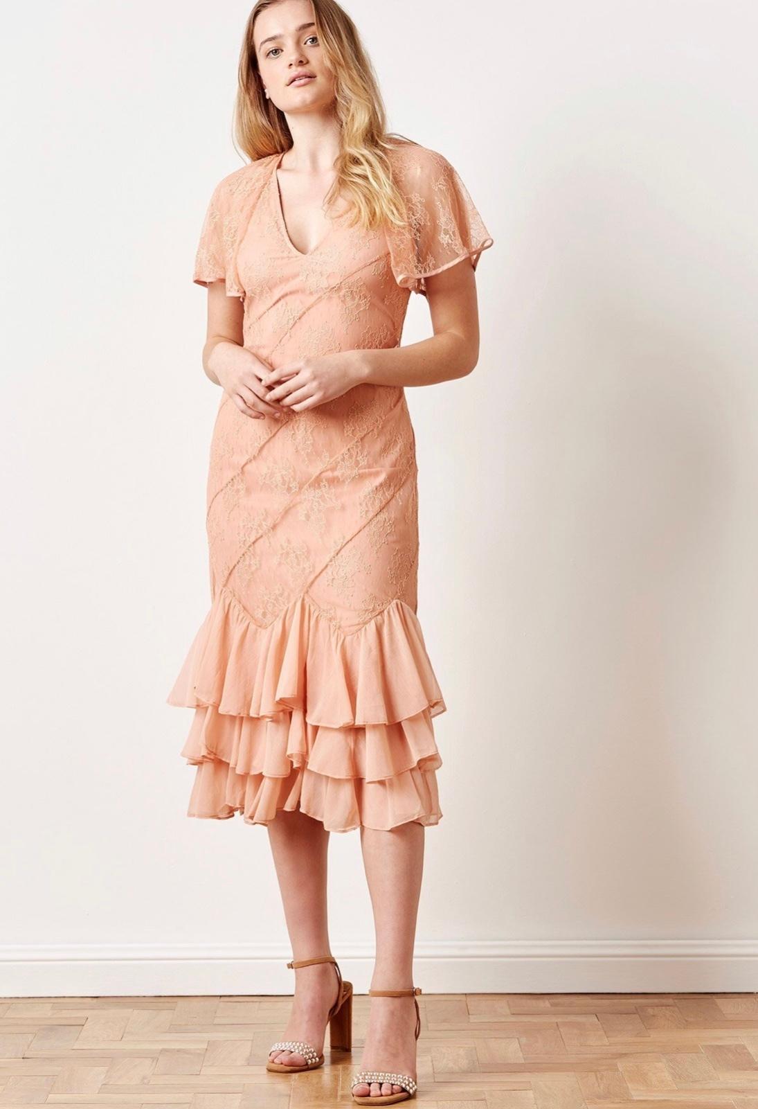 Stevie May peach lace midi dress photo 4