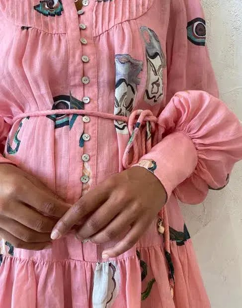 Alemais Cleo Smock Mini Dress in Pink Size 8 photo 3