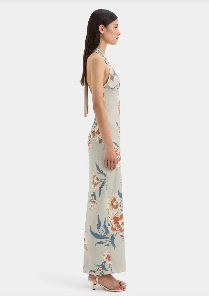 Roisin Halter Multi Floral Midi Dress Size 8 photo 4