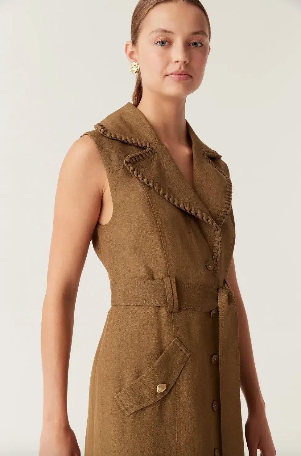 Aje Encompass Utility Midi Dress in Deep Olive Size 8 photo 3