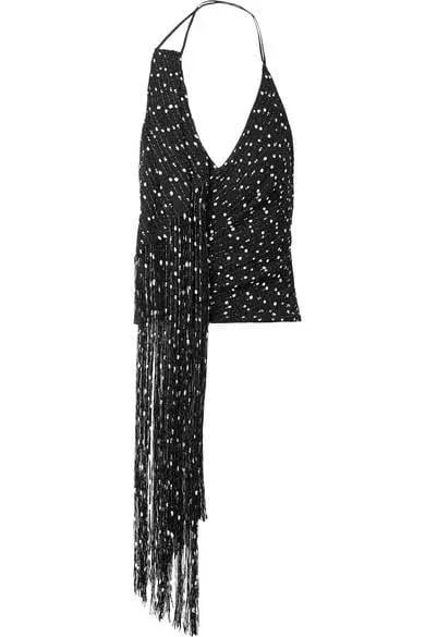 Jacquemus Valoria Fringed Bouclé Halterneck Top Black Size 10 photo 5