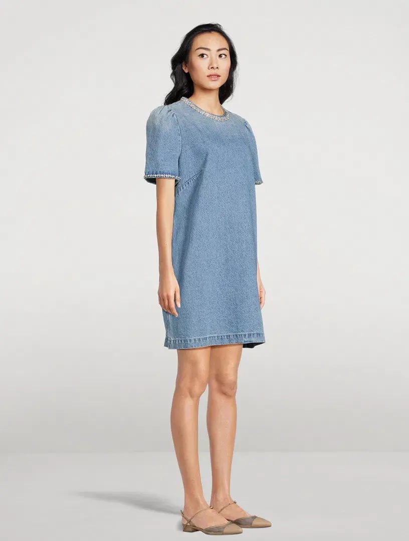 Zimmermann Crush Embellished Denim Mini Dress Blue Moon Size 0 / AU 8 photo 2