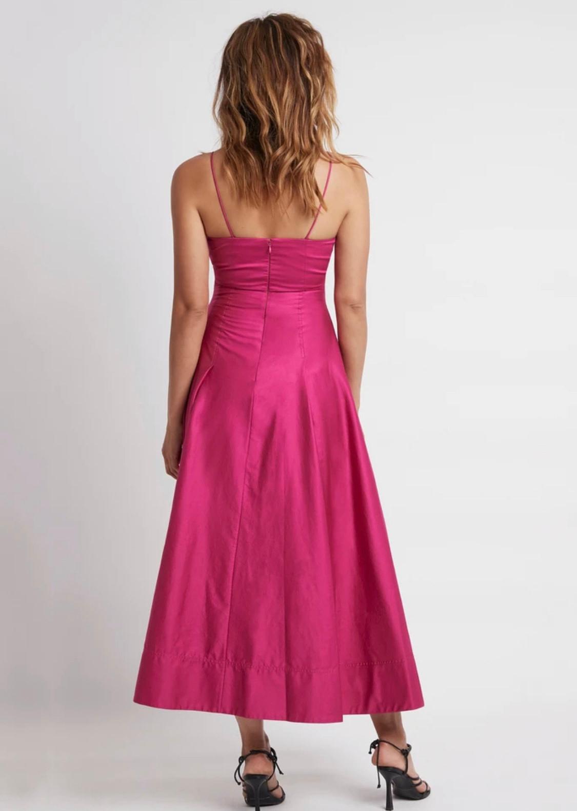 Aje Solstice Strappy Ring Midi Dress Fuchsia Size 8 photo 3