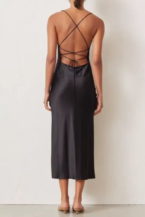 Bec and Bridge Seraphine lace up Black silk Dress photo 4