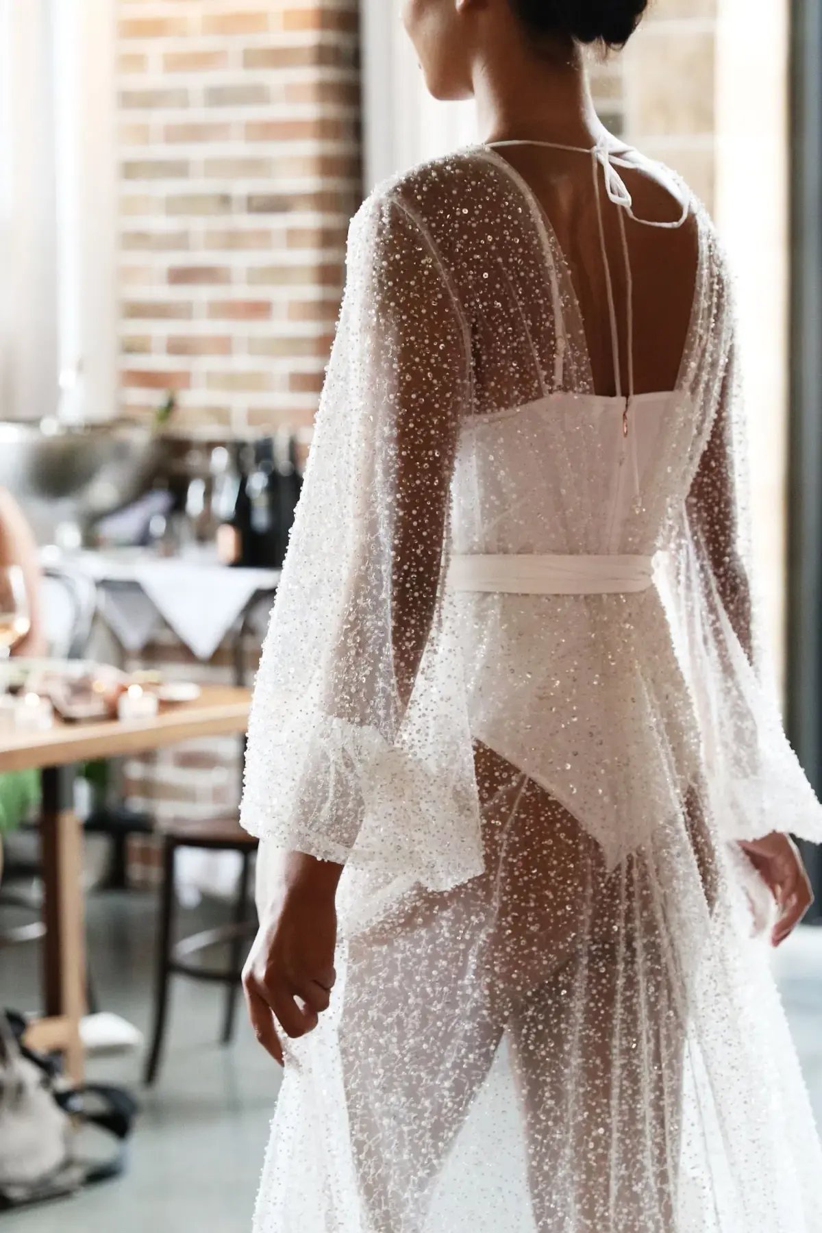 HOMEBODII Beaded Athena Bridal Robe Beaded Size 8 photo 3
