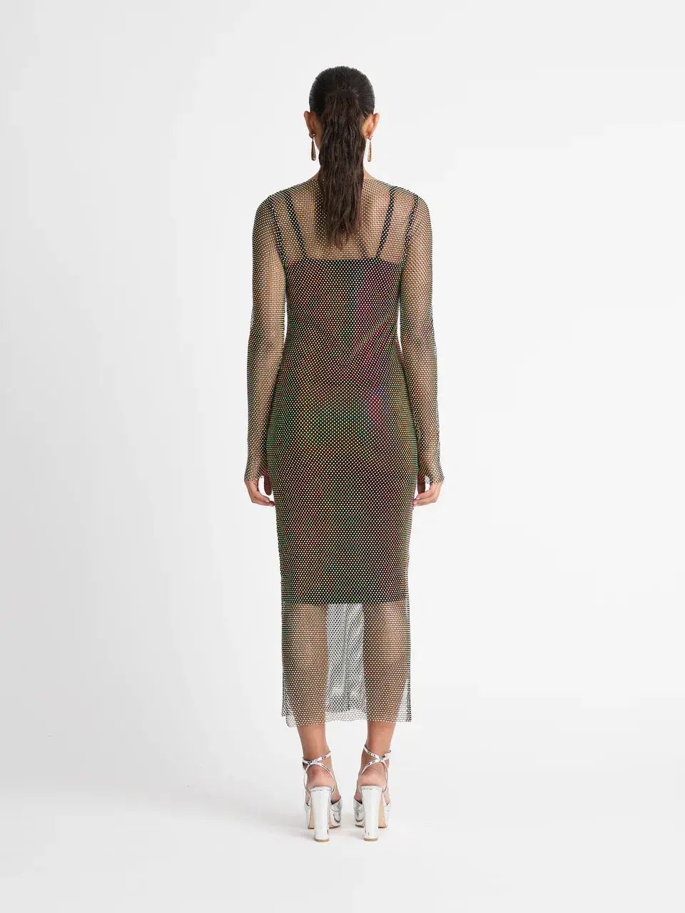 Sheike Crystal Mesh Midi Dress Black Size  AU 16 photo 3