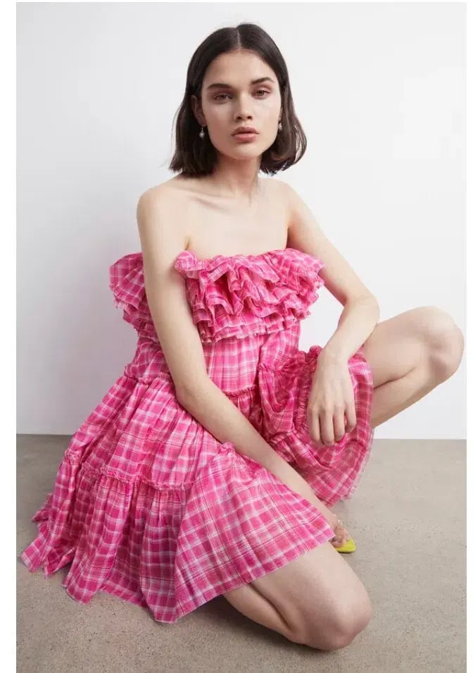 Aje Bungalow Tiered Mini Dress Pink Size 10 photo 2