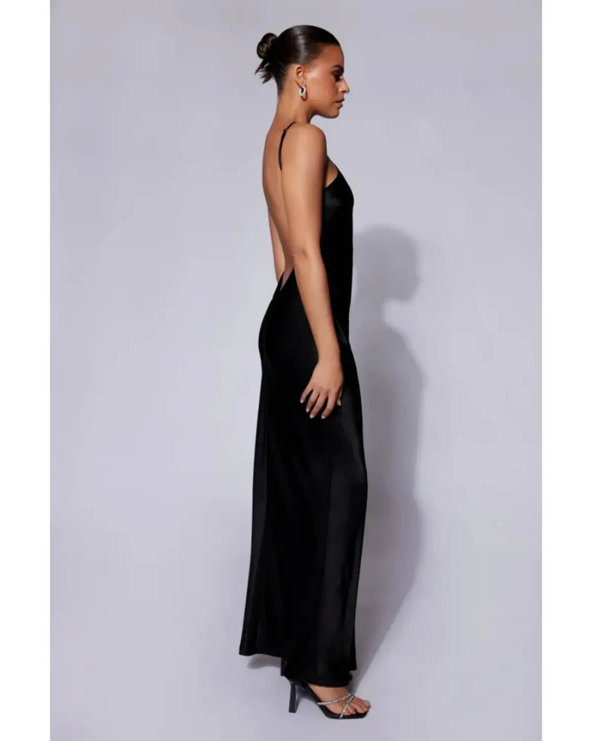 MESHKI Lucia Satin Cut Out Maxi Dress Black Size Small / AU 8 photo 3